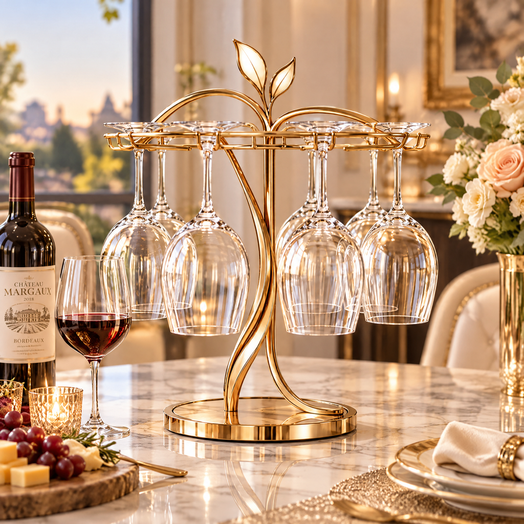 dovelyna™ Gold Wine Glass Holder Rack