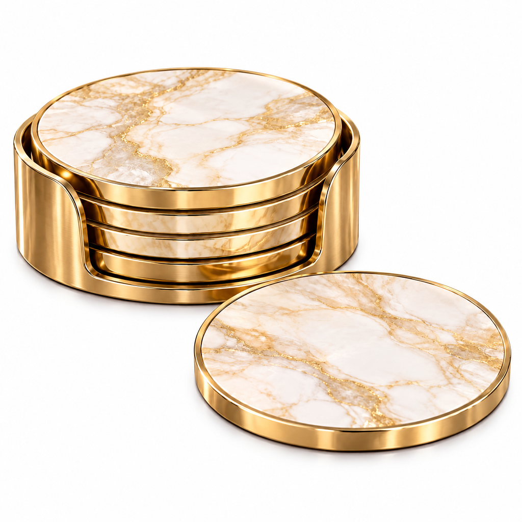 dovelyna™ Marble Gold Edge Coasters Set