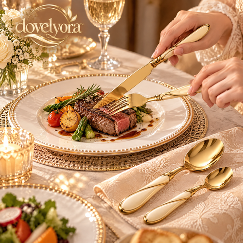 lovelyora™ Champagne Gold Flatware Set