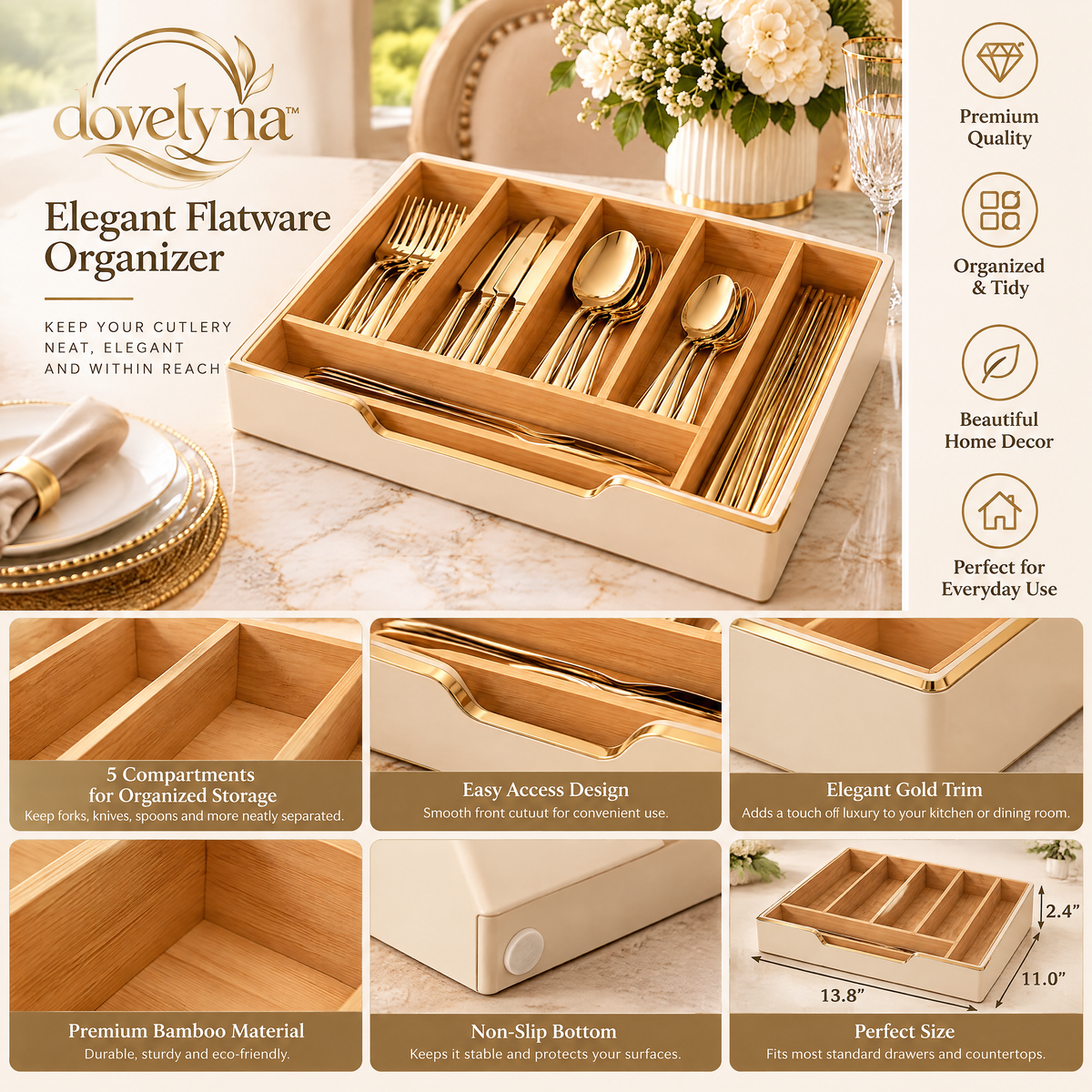 lovelyora™ Elegant Flatware Organizer