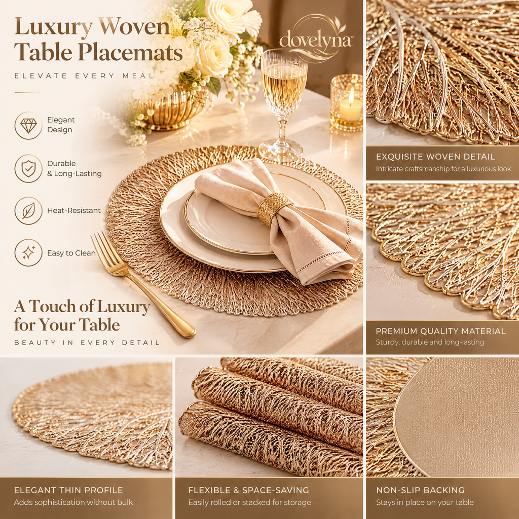 dovelyna™ Luxury Woven Table Placemats