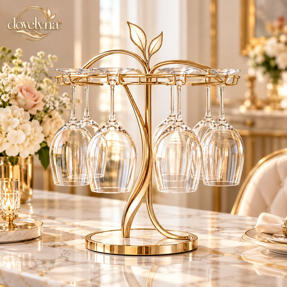 lovelyora™ Gold Wine Glass Holder Rack