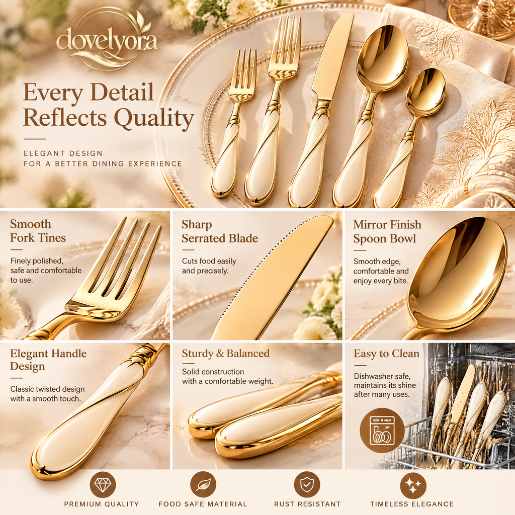 dovelyna™ Champagne Gold Flatware Set