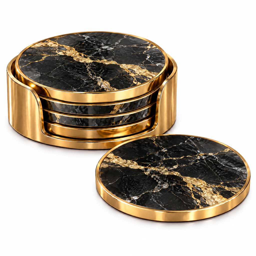 dovelyna™ Marble Gold Edge Coasters Set