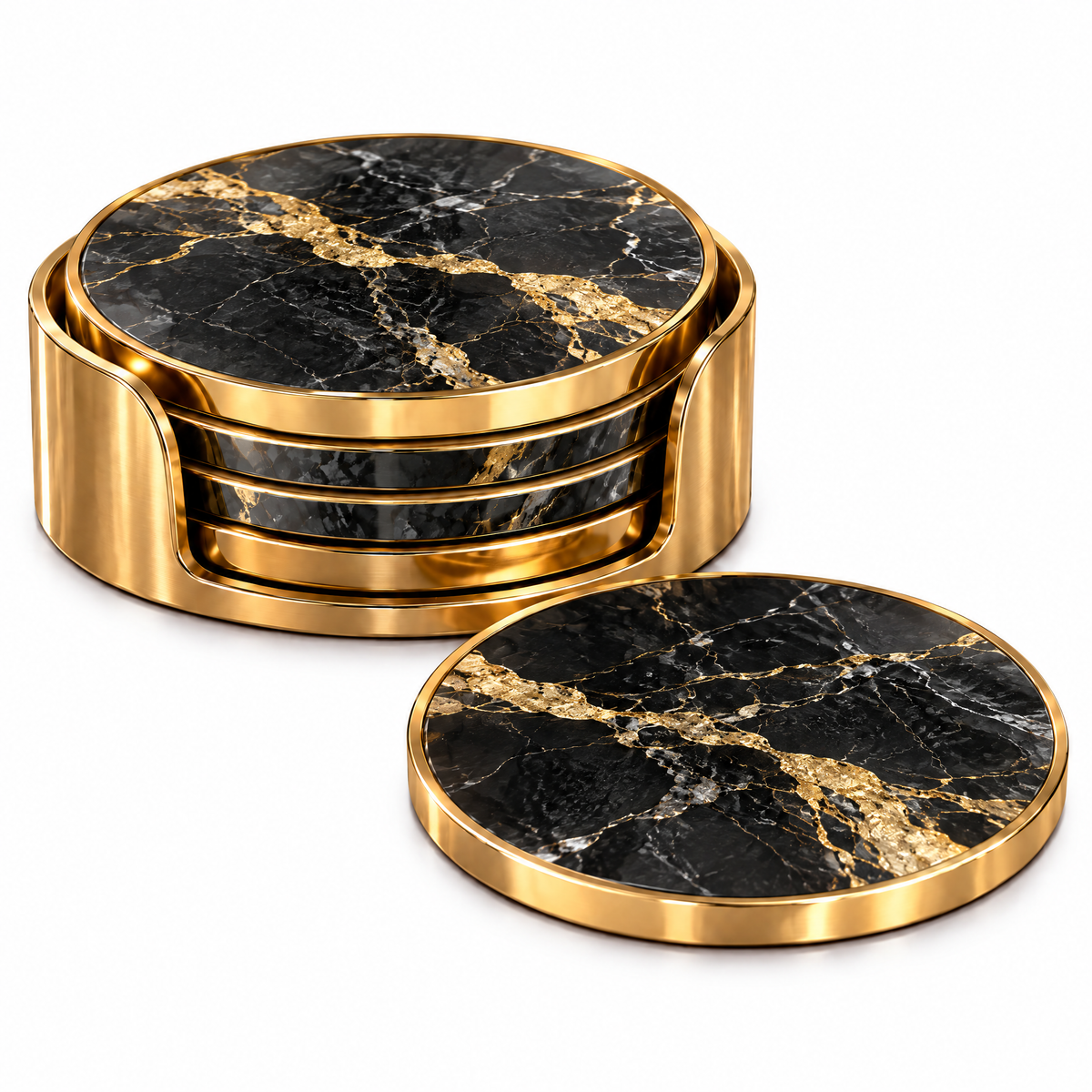 dovelyna™ Marble Gold Edge Coasters Set